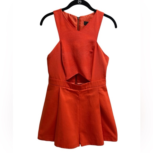 Topshop Pants - TOPSHOP Women's Orange Sleeveless Cut Out Shorts Jumpsuit - Size 6